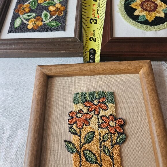 Set of 4 Vintage Embroidered Flower Wall Art - Picture 16 of 16